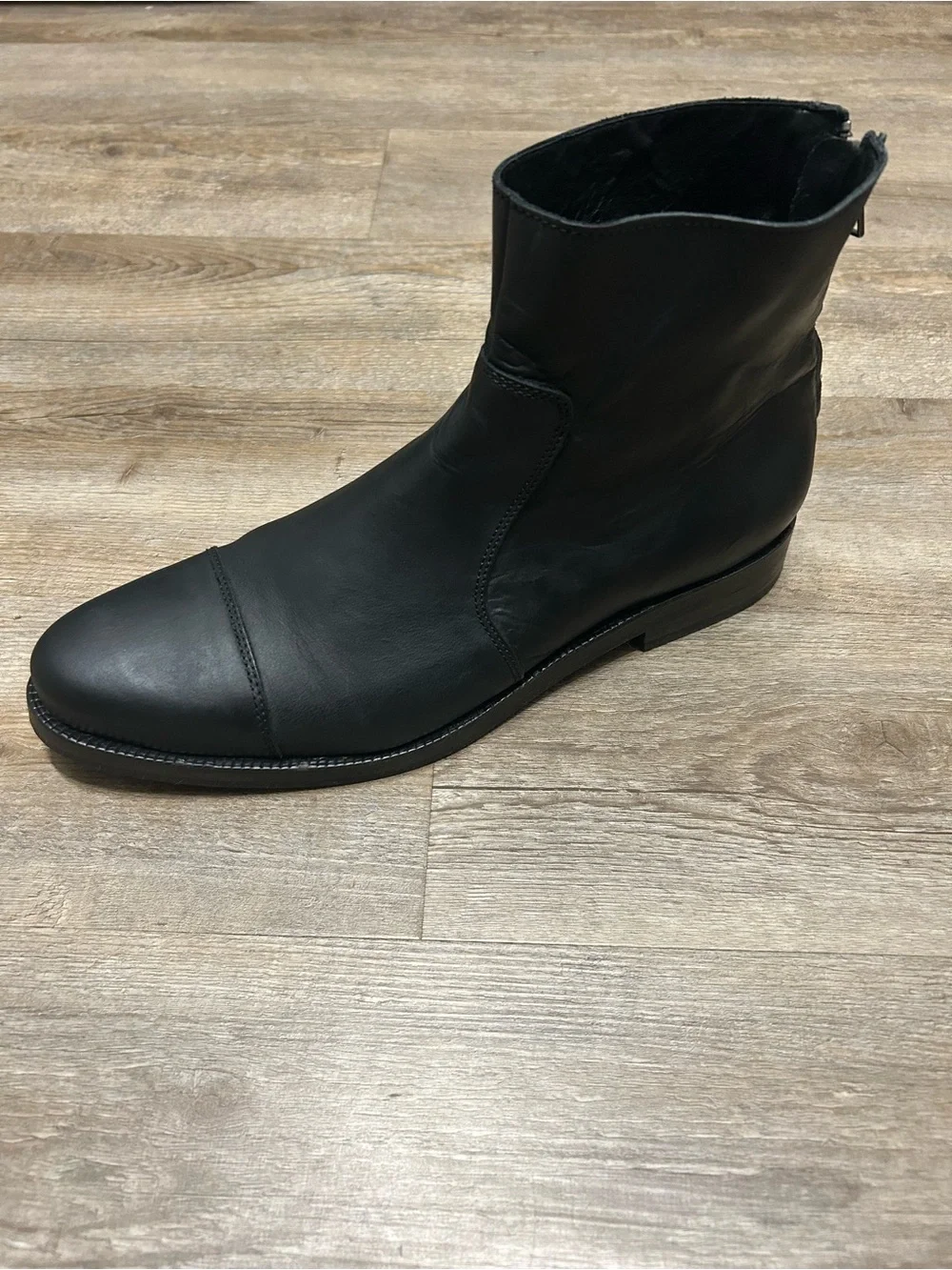 All Saints Men’s Size 46 US 13 Black Leather Chukka Ankle Boots Back Zipper